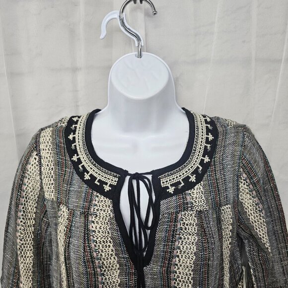 Altar'd State Blouse Black Peasant Metallic Hippie Boho Festival S NWT - Picture 2 of 13